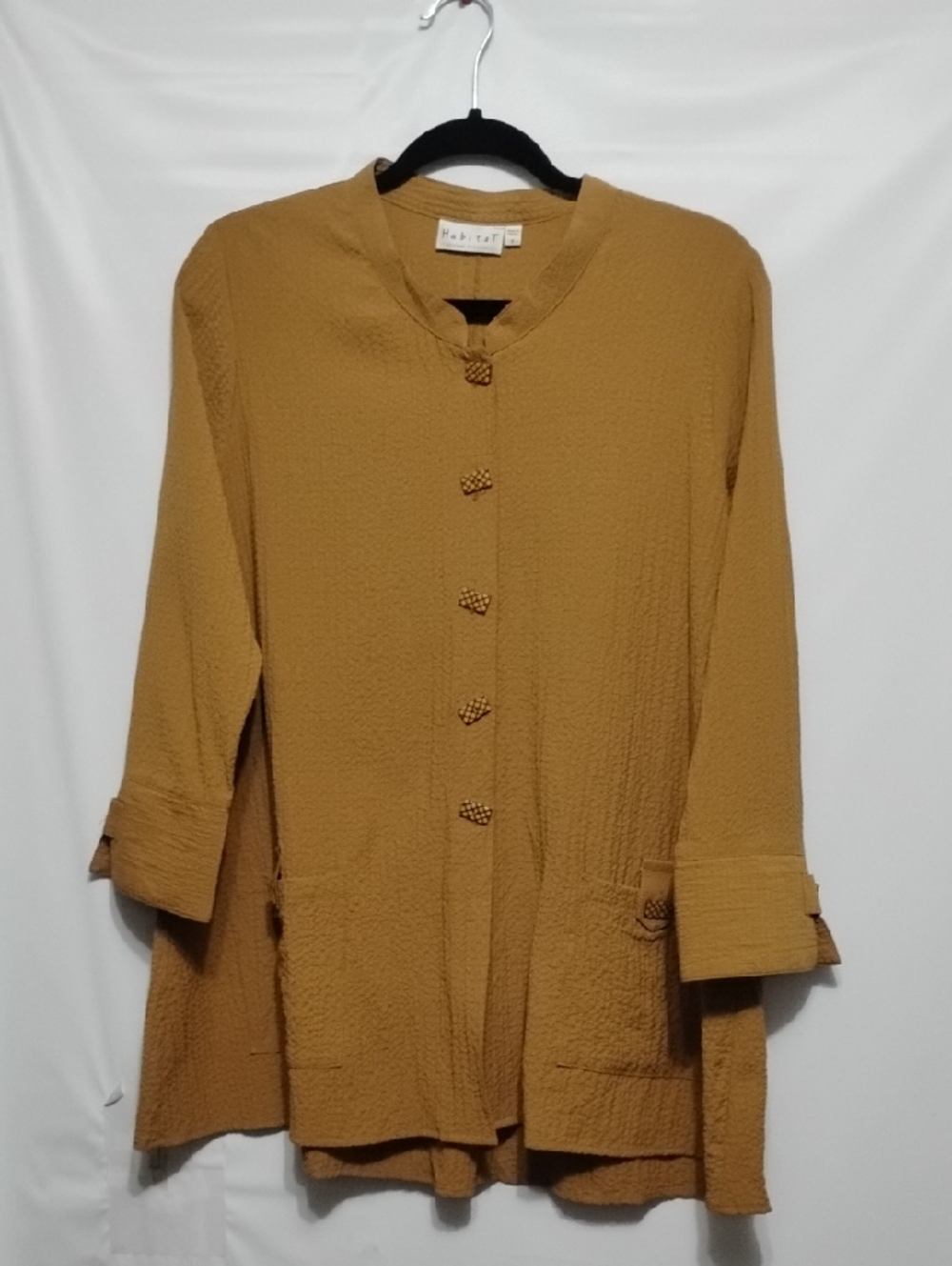 Habitat Mustard Crinkle‎ Crepe Textured Button-Front Tunic